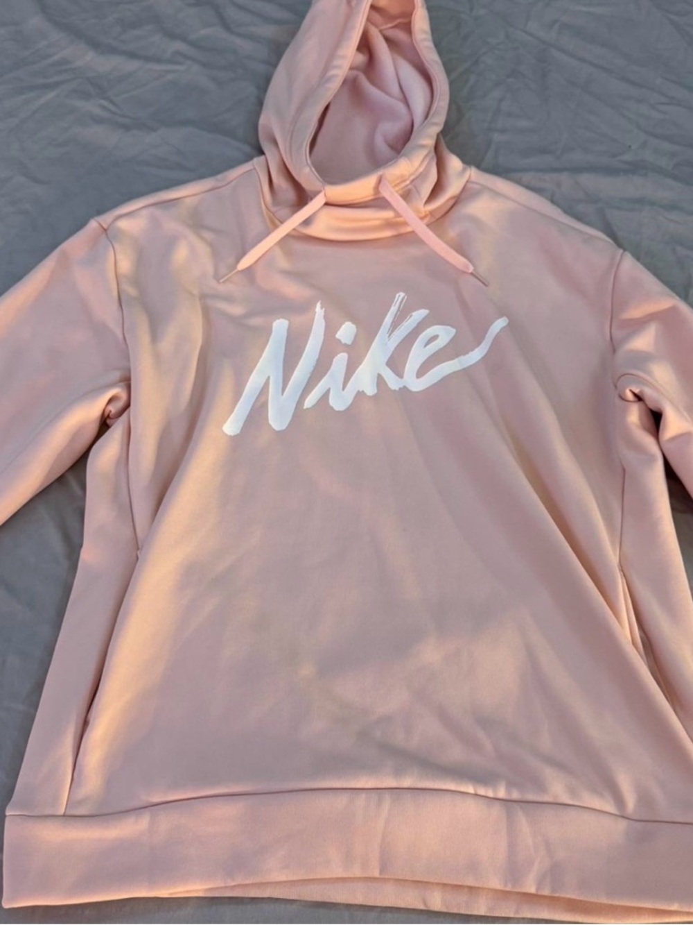 Nike Women's Pale Pink Script Logo Pullover Hoodie
